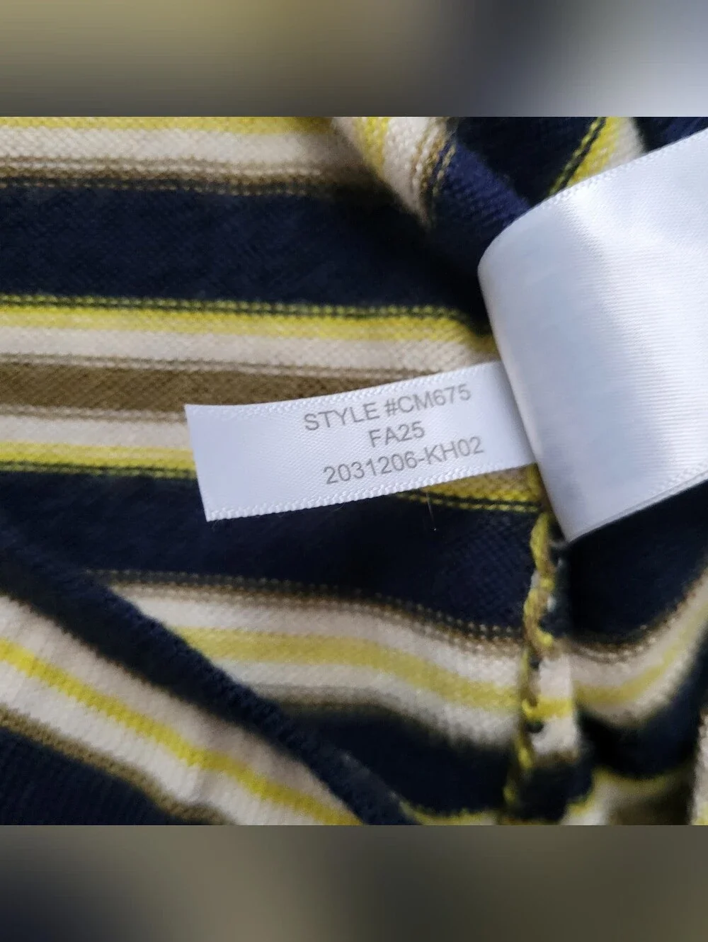 J. Crew Carolyn Sweater Tee Striped Merino Wool Navy Blue Yellow Crew Neck Small